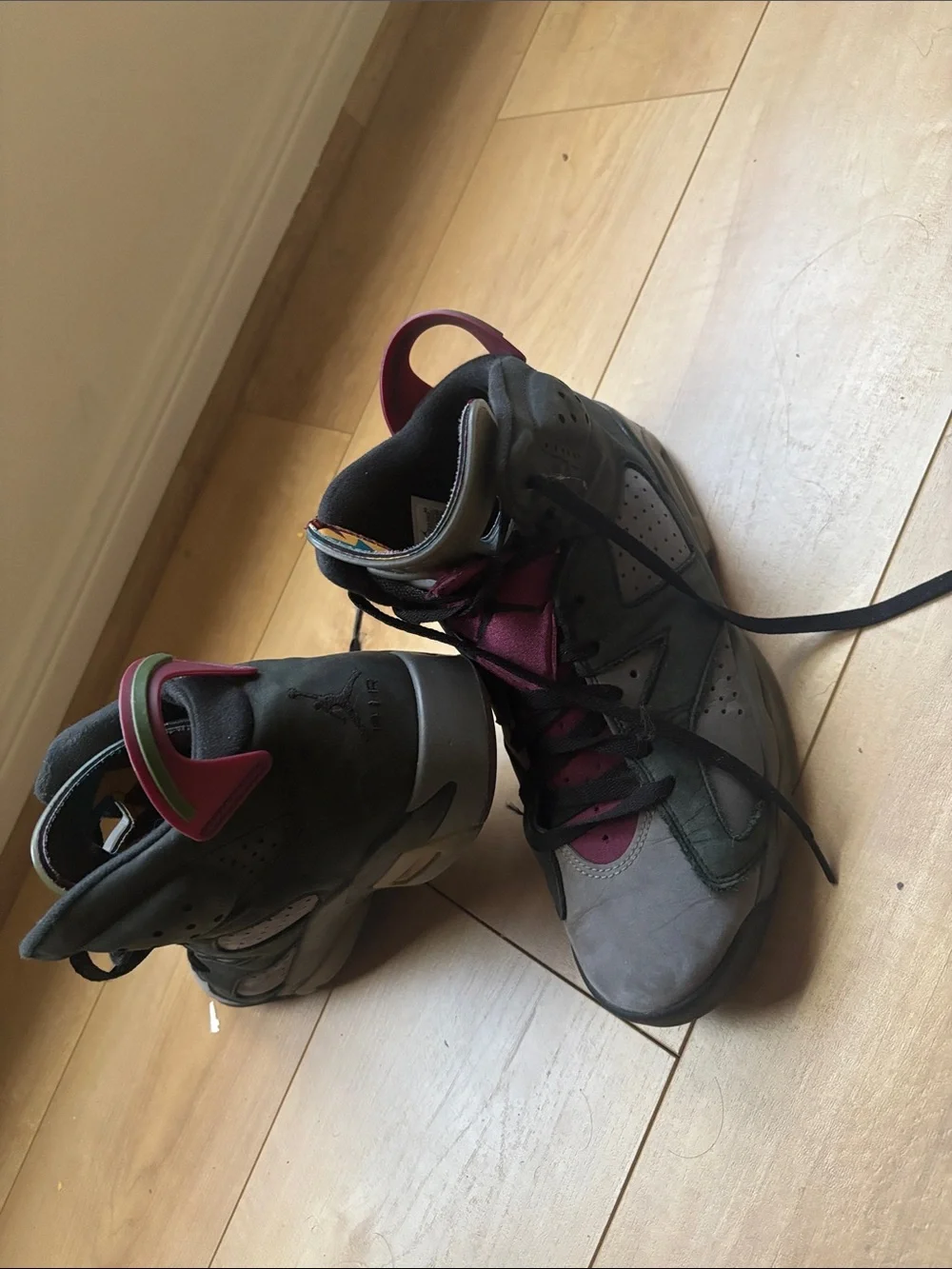 Jordan Men's High-Top Sneakers in Gray and Maroon